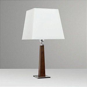 Abajur Rústico Madeira Maciça Pirâmide Cúpula Tecido Bivolt 65cm de Altura Golden Art E-27 M662 Escritórios e Mesas