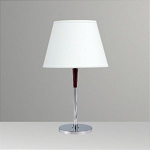 Abajur Cromado Rústico Madeira Cúpula Tecido Bivolt 56cm de Altura Mittos Golden Art E-27 M664 Cabeceiras e Salas