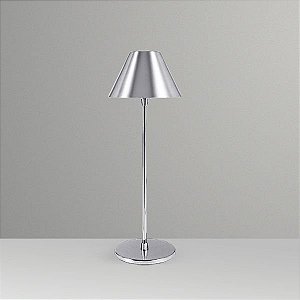 Abajur Pirulito Alumínio Cromado Cúpula Fosca Bivolt 42cm de Altura Golden Art G9 M670 Quartos e Salas