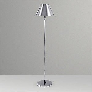 Abajur Pirulito Alumínio Cromado Cúpula Cônica Fosca Bivolt 62cm de Altura Golden Art G9 M672 Mesas e Salas