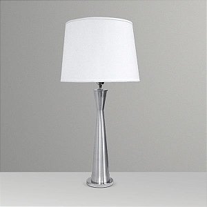 Abajur Alumínio Escovado Cúpula Cônica Tecido Bivolt 75cm de Altura Halley Golden Art E-27 M674 Criados-mudos e Salas