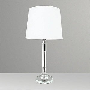 Abajur Redondo Vidro Cristal Cúpula Cônica Tecido Bivolt 68cm de Altura Golden Art E-27 M676 Cabeceiras e Salas