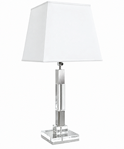 Abajur Quadrado Vidro Cristal Cúpula Pirâmide Tecido Bivolt 70cm de Altura Golden Art E-27 M677 Mesas e Quartos