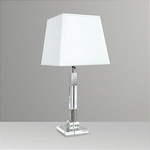 Abajur Quadrado Vidro Cristal Cúpula Pirâmide Tecido Bivolt 70cm de Altura Golden Art E-27 M677 Mesas e Quartos