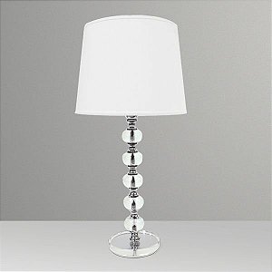 Abajur Decorativo Vidro Cristal 5 Bolas Cúpula Tecido Bivolt 68cm de Altura Golden Art E-27 M678 Quartos e Salas