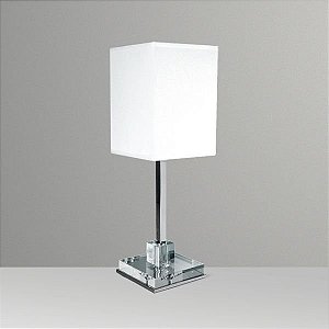 Abajur Palito Vidro Transparente Tubo Quadrado Cúpula Tecido Bivolt 47cm de Altura Golden Art E-27 M679 Mesas e Quartos