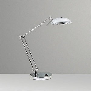 Abajur Luminária de Mesa Articulado Alumínio Cromado Bivolt 40cm de Altura Jully Golden Art G9 M680A Escritórios e Salas