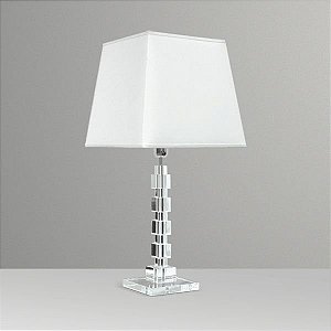 Abajur Cubos Vidro Cristal Alternados Cúpula Tecido Bivolt 71cm de Altura Golden Art E-27 M681 Cabeceiras e Salas