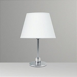 Abajur Alumínio Cromado Cristal Cúpula Cônica Tecido Bivolt 40cm de Altura Golden Art E-27 M693 Cabeceiras e Mesas