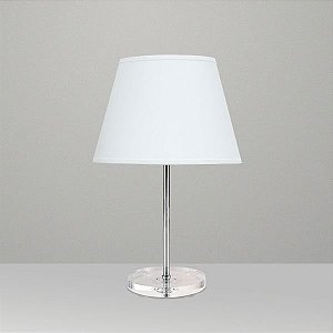 Abajur Palito Base Redonda Acrílico Cúpula Cônica Tecido Bivolt 40cm de Altura Golden Art E-27 M697 Mesas e Salas