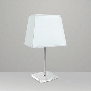 Abajur Palito Alumínio Base Cristal Cúpula Tecido Bivolt 41cm de Altura Golden Art E-27 M698 Criados-mudos e Salas
