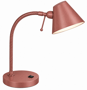 (Pintura) Abajur Luminária Mesa Golden Art M699PI Haste Flexível Cúpula Calha Bivolt 35cm de Altura Millus Escritórios e Quartos