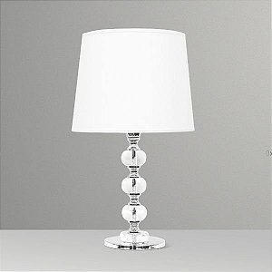 Abajur Decorativo 3 Bolas Vidro Cristal Cúpula Tecido Bivolt 57cm de Altura Golden Art E-27 M719 Criados-mudos e Salas