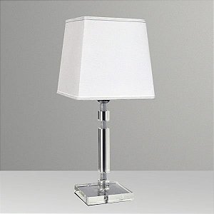 Abajur Vidro Cristal Quadrado Cúpula Tecido Bivolt 47cm de Altura Gyo ll Golden Art E-27 M724 Mesas e Quartas