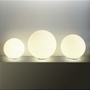 Abajur Decorativo Bola Opalina Cúpula Vidro Fosco 35cm de Altura Golden Art E-27 M755-35 Criados-mudos e Salas