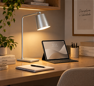 (Pintura) Luminária de Mesa Golden Art M760PI Brida Base Retangular 60cm 1xE27