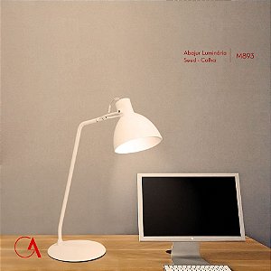 Abajur Luminária de Mesa Calha Alumínio Branco Bivolt Estudo 63cm de Altura Seed Golden Art E-27 M893 Mesas e Salas