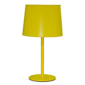 Abajur Alumínio Colorido Amarelo Cúpula Plástico Bivolt 63cm de Altura Castt Golden Art E-27 M895 Mesas e Quartos