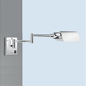 Arandela Articulada Metal Cromado Cúpula Calha 13x50 Vittoria Golden Art G9 P205 Escritórios e Quartos