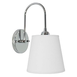 Arandela Interna Gancho Metal Cromado Inox Cúpula Tecido Branco Ø12 Golden Art E-27 P232 Quartos e Salas
