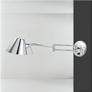 Arandela Articulada Interna Cromada Calha Chapéu Redonda 55cm Juliette Golden Art G9 P250 Cabeceiras e Salas