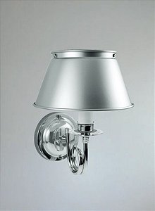 Arandela Interna Cromada Corneta Braço Curvo Cúpula Alumínio Fosco 12x13x20  Golden Art E-27 P307 Quartos e Salas