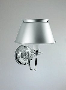 Arandela Interna Braço Curvo Cromado Cúpula Alumínio Fosco Inox 12x13x20 Golden Art E-27 P308 Quartos e Salas