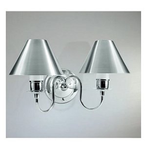 Arandela Interna Dupla Inox Cromada Cúpula Cônica Fosca 15x06 Los Angeles Golden Art E-27 P319/2 Quartos e Salas