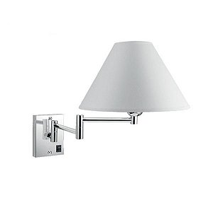 Arandela Interna 2 Articulações Metal Cromado Cúpula Cônica 27x9 Golden Art E-27 P335 Cabeceiras e Escritórios