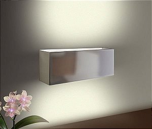 Arandela Interna Balizador Alumínio Cromado Fosco Retangular 40x14 Golden Art E-27 P345-40 Quartos e Salas