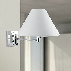 Arandela Interna Articulada Cromada Cúpula Cônica Tecido 27x9 Golden Art E-27 P360 Quartos e Salas