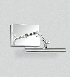 Arandela para Espelho Quadro Canopla Retangular Cromada Calha Inox 16cm Golden Art Halógena P371-A Banheiros e Salas