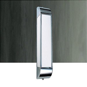 Arandela Interna Acrílico Policarbonato Retangular Cromada Camarim 9x57 Golden Art E-27 P388 Banheiros e Salas