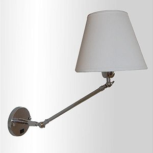 Arandela Angle Articulada Metal Cupula Tecido 50cm Golden Art 1x Lâmpada E27 Bivolt P470 Quartos e Escritórios