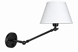 (Pintura) Arandela Angle Golden Art P470PI Articulada Metal Cupula Tecido 50cm 1x Lâmpada E27 Bivolt Quartos e Escritórios