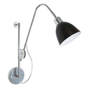 Arandela Interna Telescópica Alumínio Cúpula Calha Preta 30-40cm Volts Golden Art E-27 P668 Cabeceiras e Escritórios