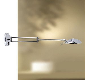 Arandela Articulada Interna Slim Metal Cromado 70cm Jully Golden Art G9 P680 Quartos e Salas