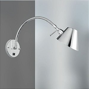 Arandela Interna Haste Flexivel Alumínio Cromado Calha Chapéu 50cm Millus Golden Art G9 P699 Escritórios e Quartos