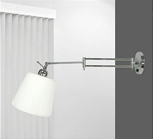 Arandela Articulada Interna Cúpula Cônica Alumínio 42cm Rebecca Golden Art E-27 P730 Cabeceiras e Escritórios