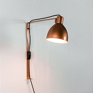 Arandela New Seed Cupula Conica Metal Bronze 45x15cm Golden Art 1x Lâmpada E27 P893-C Corredores e Quartos