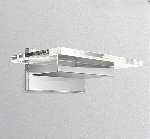 Arandela Interna Retangular Vidro Cristal Luminária Cromada 30x16 Golden Art G9 P911 Quartos e Salas