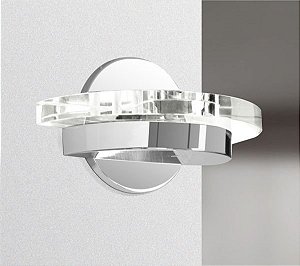 Arandela Interna Redonda Vidro Cristal Cromada 24x13 Golden Art G9 P912 Banheiros e Salas