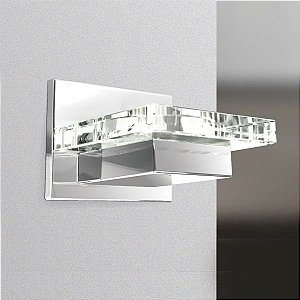 Arandela Interna Retangular Vidro Cristal Cromada 14x13 Golden Art G9 P913 Corredores e Salas