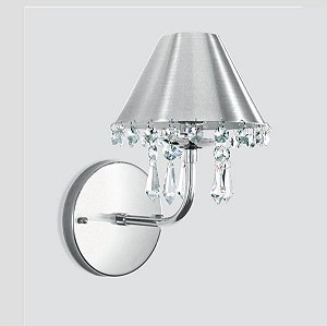 Arandela Interna Cúpula Cônica Fosca Base Redonda Cromada Cristal 10x6 Golden Art G9 P915 Banheiros e Corredores