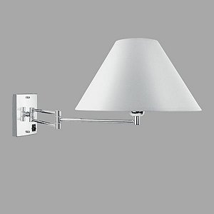 Arandela Interna Braço Articulado Cromada Cúpula Cônica 30x10 Golden Art E-27 P930 Quartos e Salas