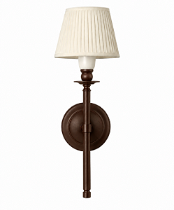 (Pintura) Arandela Tocheiro Golden Art P950PI Vintage Cúpula Tecido Seda Plissada 14x09 E-27 Corredores e Salas
