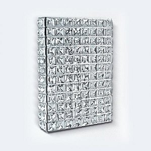 Arandela Interna Retangular Painel Cristal Asfour Transparente Alumínio 29x20 Golden Art G9 PC001 Banheiros e Quartos