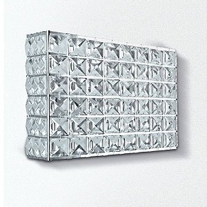 Arandela Retangular Cristal Asfour Luminária Alumínio Cromado 15x20 Golden Art G9 PC002 Corredores e Salas