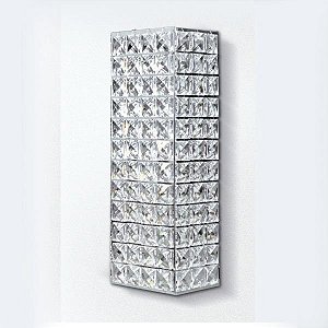 Arandela Retangular Interna Cristal Asfour Transparente 29x10 Golden Art G9 PC005 Corredores e Salas