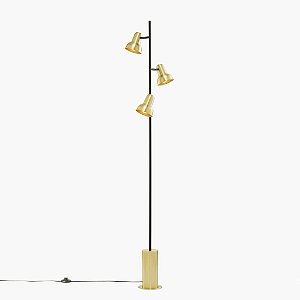 Coluna Escriba Tripla Vertical Cupula Alumínio Dourado 170cm Golden Art 3x E27 Bivolt C1810-3 Salas e Quartos